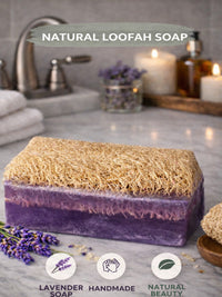 Luffa Natur Seife mit Lavendel – Handgemacht