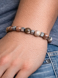 Herren Steinarmband – Picture Jasper Naturstein-Optik & Silber