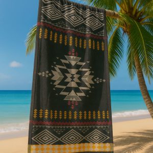 Strand-Sauna Tuch Boho Beach Black   Ideal für Strand, Sauna und Pool