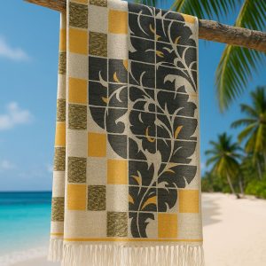 Hamamtuch Block Terry Backing Yellow - Elegant, Funktional und Zeitlos - Ideal für den täglichen Gebrauch
