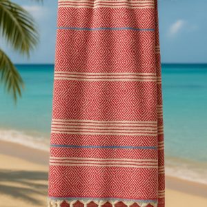 Strand-Sauna Tuch Diamond Red  Ideal für Strand, Sauna und Pool