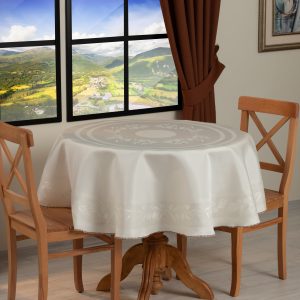 Tischdecke Jaquard Olive  Crem
