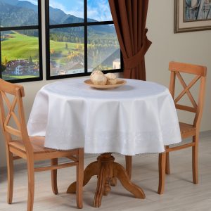 Tischdecke Jaquard Olive White