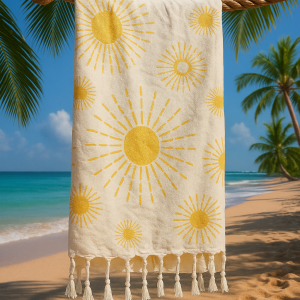Strand-Sauna Tuch Sunburst Yellow  Perfekt für Strand, Sauna und Pool