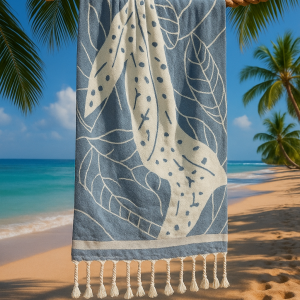 Strand Sauna Tuch Whale Shark Anthrazit – Perfekt für Strand, Sauna und Pool