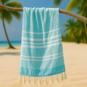 Strand-Sauna Tuch Terry Back Blue  Perfekt für Strand, Sauna und Pool