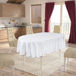 Tischdecke Jaquard Pano White Oval