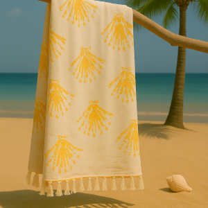 Strand-Sauna Tuch Pearls Bath Yellow  Perfekt für Strand, Sauna und Pool
