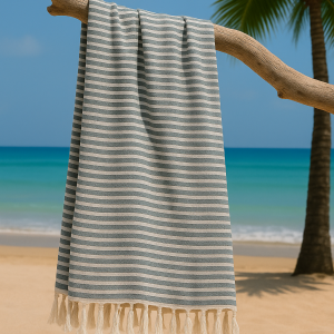 Strand-Sauna Tuch Royal Turkish Black  Perfekt für Strand, Sauna und Pool