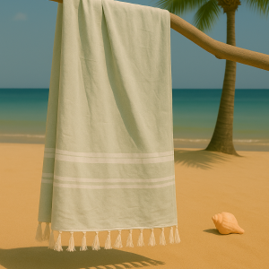 Strand-Sauna Tuch Terry Back Beige  Perfekt für Strand, Sauna und Pool