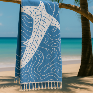 Strand-Sauna Tuch Whale Shark Navy - Perfekt für Strand, Sauna und Pool