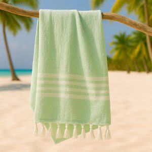 Strand-Sauna Tuch Terry Back Mint - Perfekt für Strand, Sauna und Pool